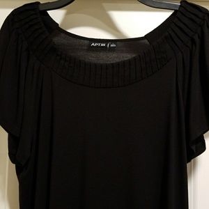 Black Gathered Neckline Top